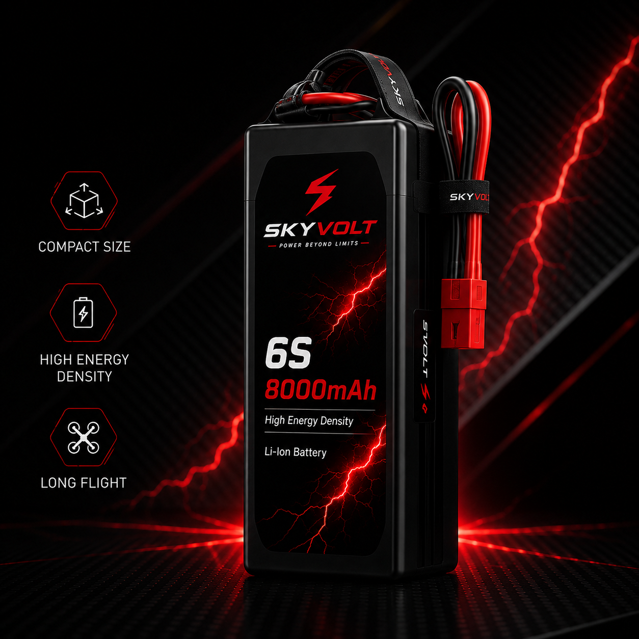 SKYVOLT 6S 8000mAh High Energy Density Li-Ion Battery for Long Range FPV Drone