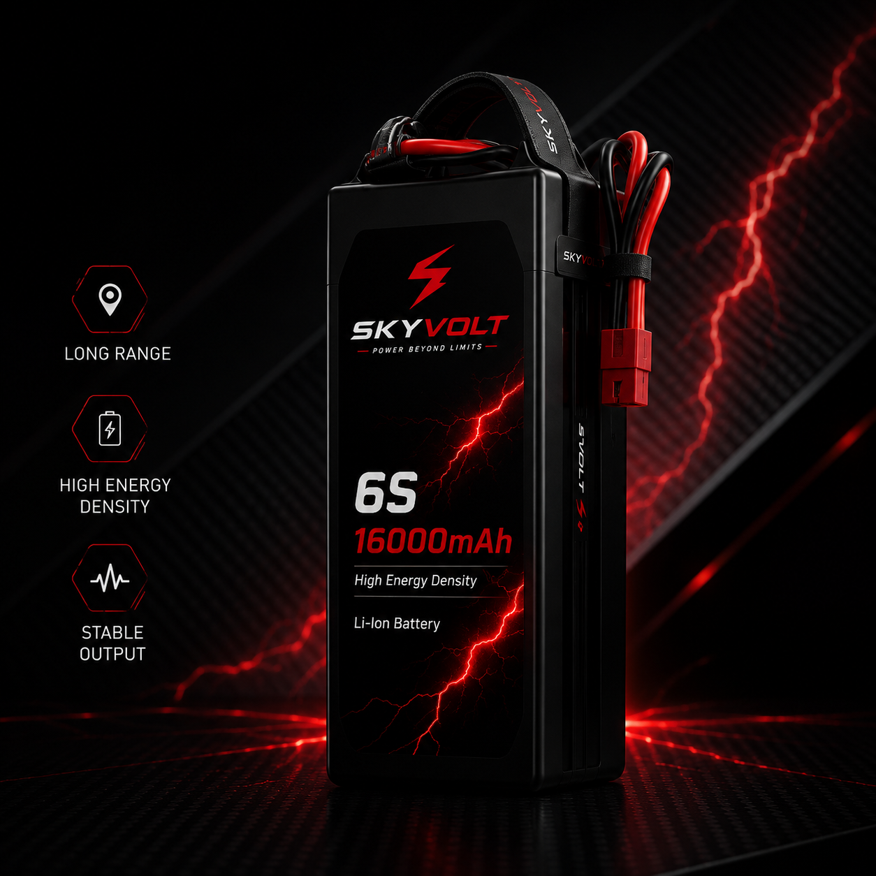 SKYVOLT 6S 16000mAh High Energy Density Li-Ion Battery for Long Range FPV Drone